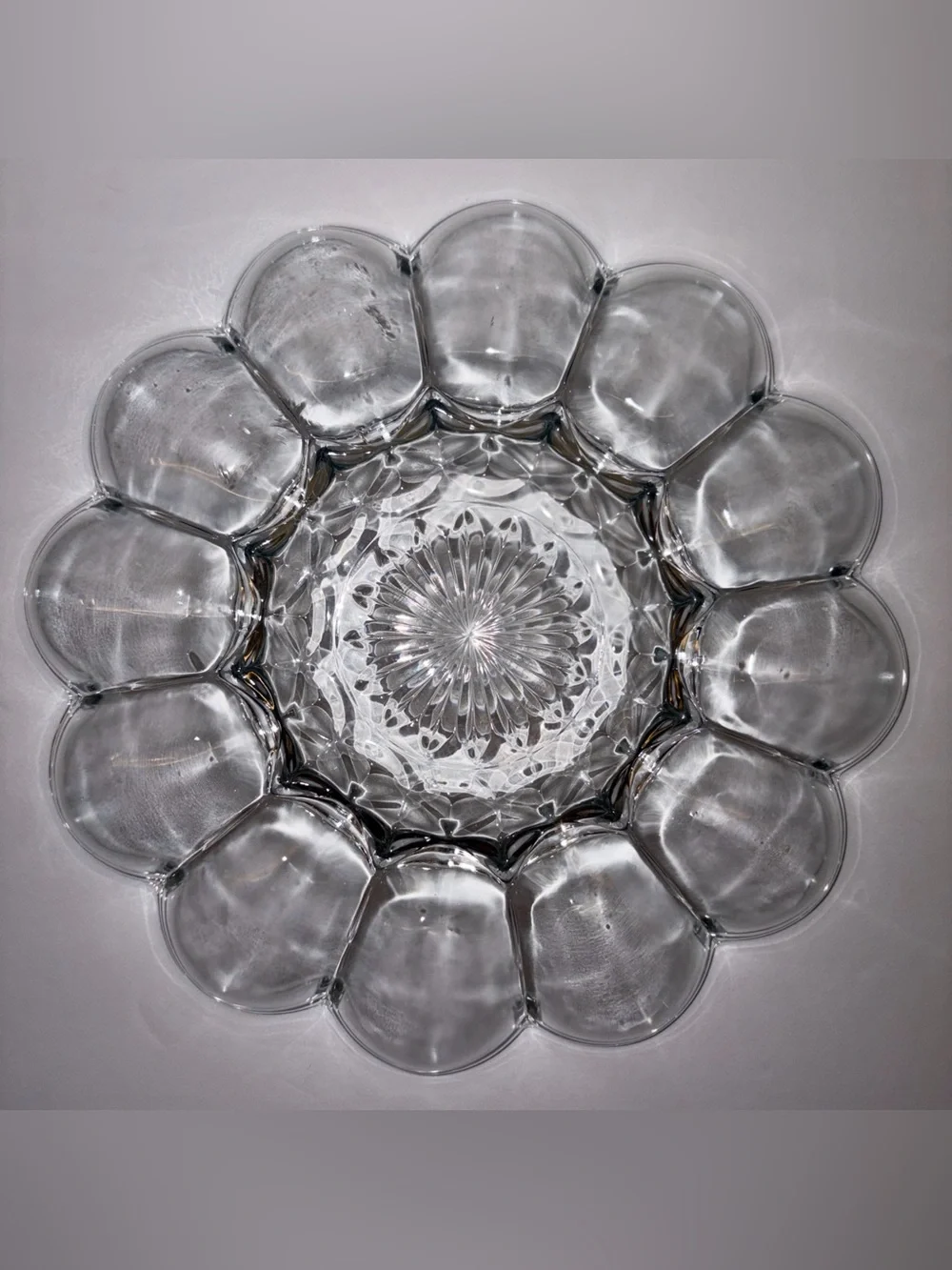 Clear Glass Flower-Shaped Serving Platter Home Dining
